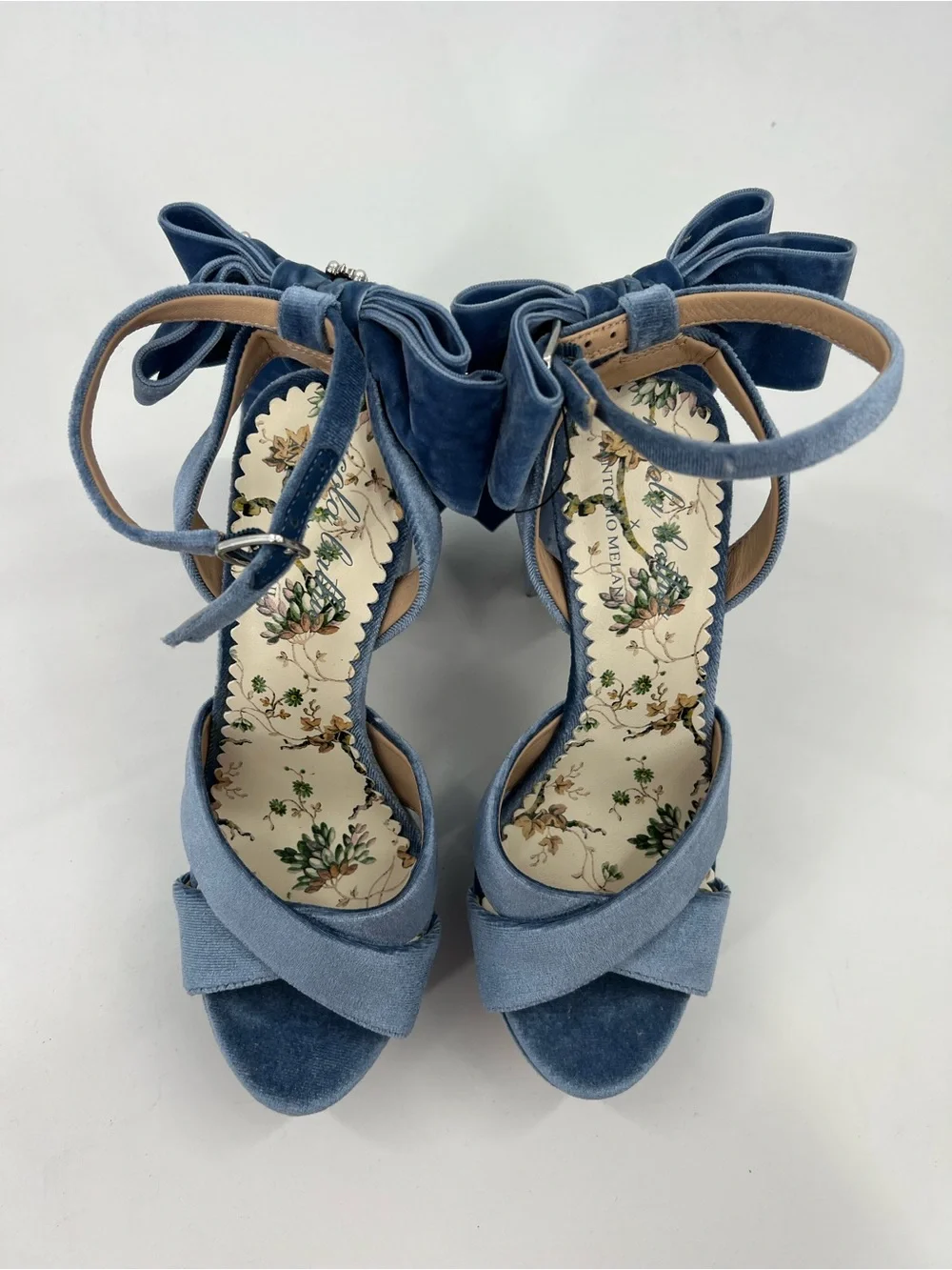 Antonio Melani x Nicola Bathie Lila Platform Heels Bow Back in Peace Blue size 6
